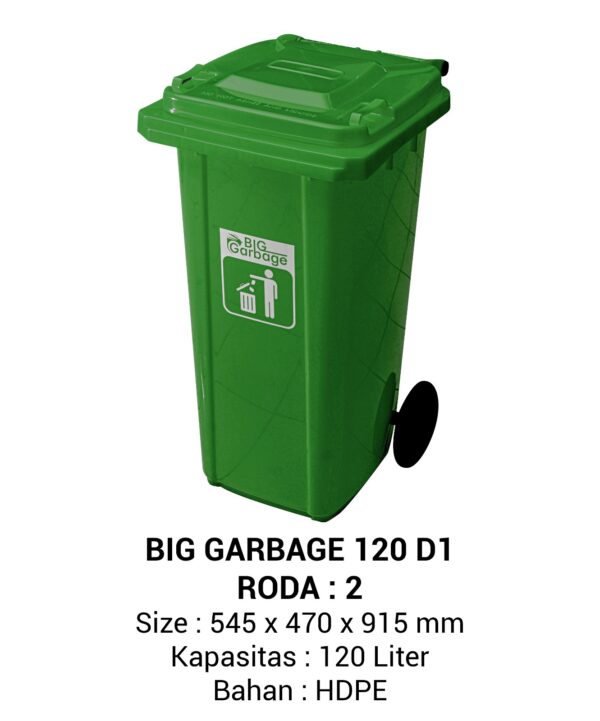 TEMPAT SAMPAH PLASTIK BIG GARBAGE NAPOLLY 120 LITER D1 RAJAPLASTIK TEMPAT SAMPAH RODA 120 LITER NAPOLLY TIPE 120 D1 | BIG GARBAGE UKURAN 54 x 47 x 91.5 CM