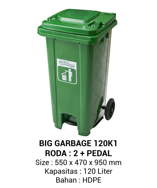 TEMPAT SAMPAH PLASTIK BIG GARBAGE NAPOLLY 120 LITER RAJAPLASTIK TEMPAT SAMPAH BESAR PLASTIK 120 LITER NAPOLLY TIPE 120 K1 + RODA + PEDAL: Solusi Modern untuk Pengelolaan Sampah Skala Besar di Lingkungan Anda