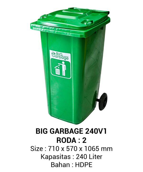 TEMPAT SAMPAH PLASTIK BIG GARBAGE NAPOLLY 240 LITER 240V1 RAJAPLASTIK TEMPAT SAMPAH PLASTIK BESAR 240 LITER NAPOLLY TIPE 240 V1 + RODA | BIG GARBAGE UKURAN 71 x 52 x 106,5 CM