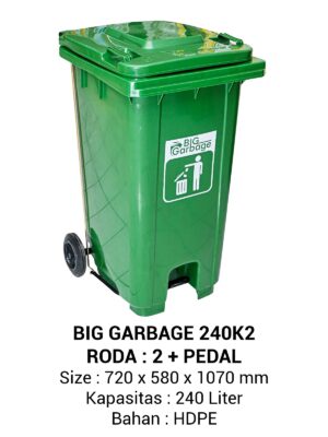 TEMPAT SAMPAH BESAR PLASTIK 240 LITER NAPOLLY TIPE 240 K + RODA + PEDAL | UKURAN 72 x 58 x 107 CM