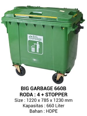TEMPAT SAMPAH BESAR 660 LITER NAPOLLY TIPE 660 B + RODA | UKURAN 122 x 78,5 x 123 CM