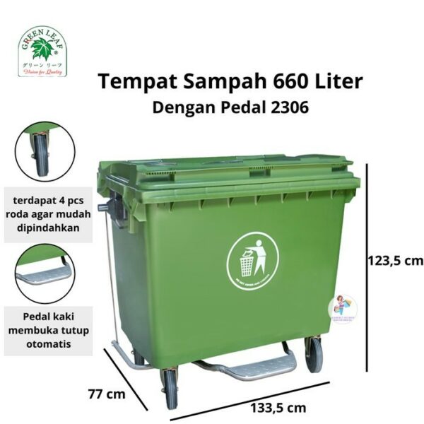 TEMPAT SAMPAH PLASTIK BESAR 660 LITER GREEN LEAF TIPE 2306 BIO DUSTBIN: Solusi Ideal untuk Manajemen Sampah Skala Besar