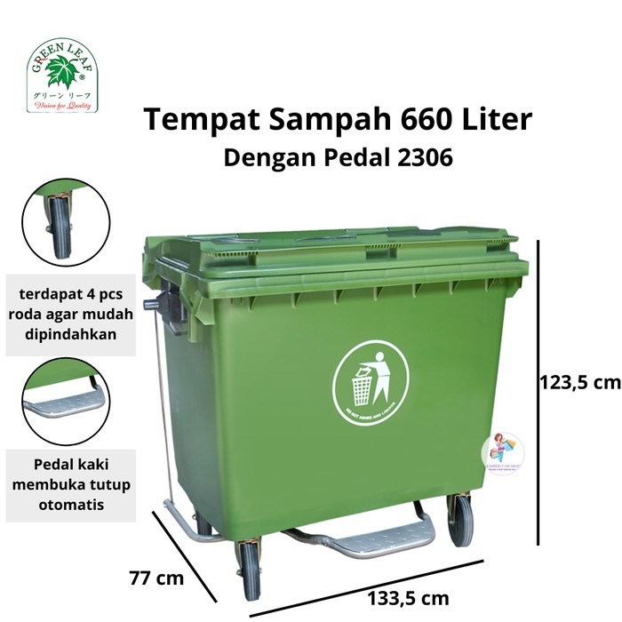 TEMPAT SAMPAH PLASTIK BESAR 660 LITER GREEN LEAF TIPE 2306 BIO DUSTBIN: Solusi Ideal untuk Manajemen Sampah Skala Besar