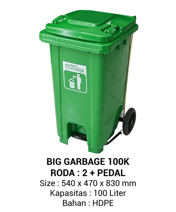 TEMPAT SAMPAH PLASTIK BIG GARBAGE NAPOLLY 100 LITER PEDAL RAJAPLASTIK TEMPAT SAMPAH PLASTIK BESAR 100 LITER NAPOLLY TIPE 100 K + RODA + PEDAL | BIG GARBAGE UKURAN 54 x 47 x 81 CM