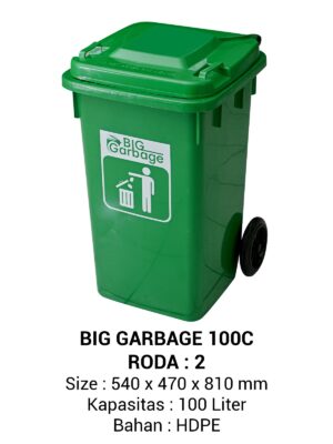 TEMPAT SAMPAH PLASTIK BESAR 100 LITER NAPOLLY TIPE 100 C RODA BIG GARBAGE UKURAN 54 x 47 x 81 CM