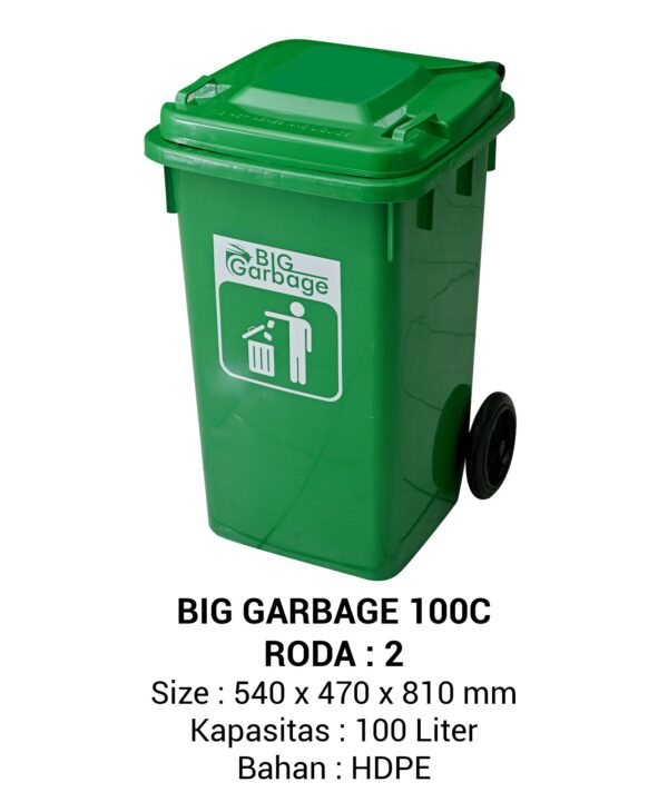 TEMPAT SAMPAH PLASTIK BIG GARBAGE NAPOLLY 100 LITER RAJAPLASTIK TEMPAT SAMPAH PLASTIK BESAR 100 LITER NAPOLLY TIPE 100 C RODA BIG GARBAGE UKURAN 54 x 47 x 81 CM