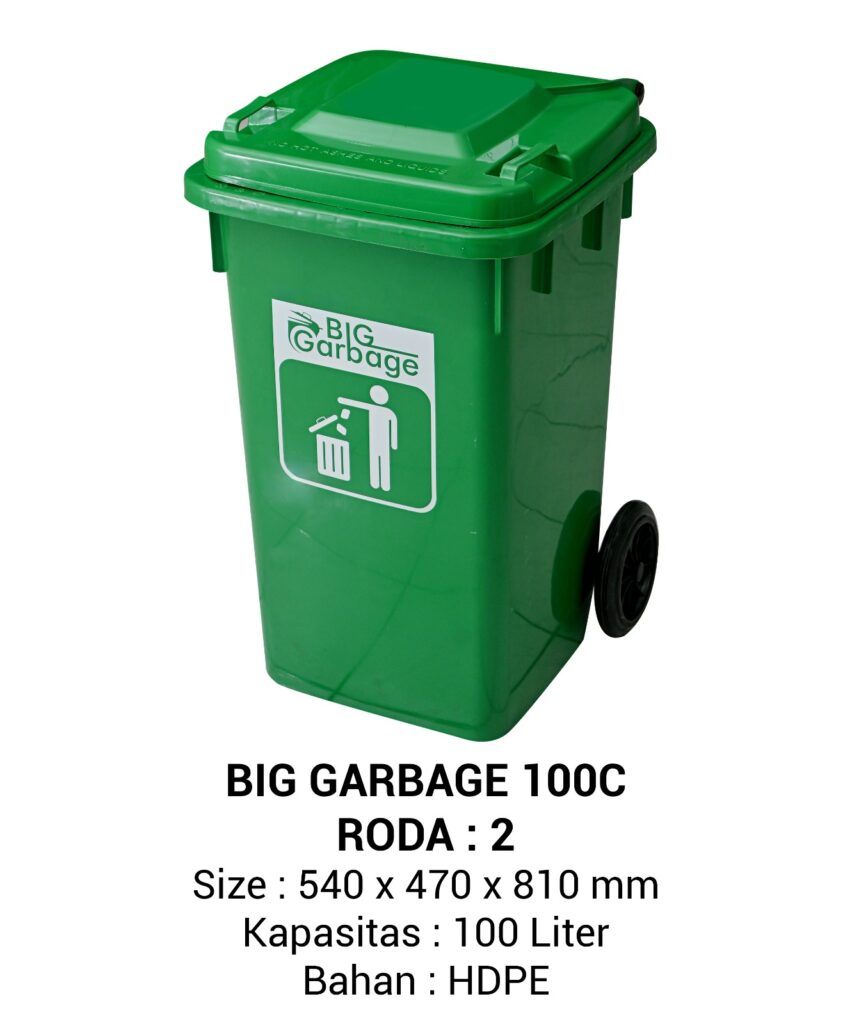 TEMPAT SAMPAH PLASTIK BESAR 100 LITER NAPOLLY TIPE 100 C RODA BIG GARBAGE UKURAN 54 x 47 x 81 CM