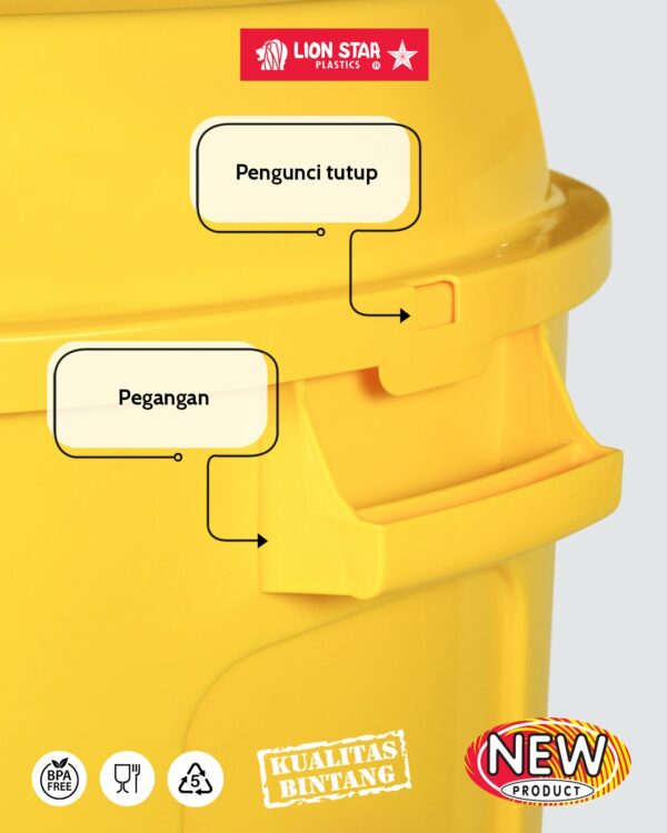 TEMPAT SAMPAH PLASTIK BESAR 150 LITER LION STAR ROCKY DUSTBIN C-82