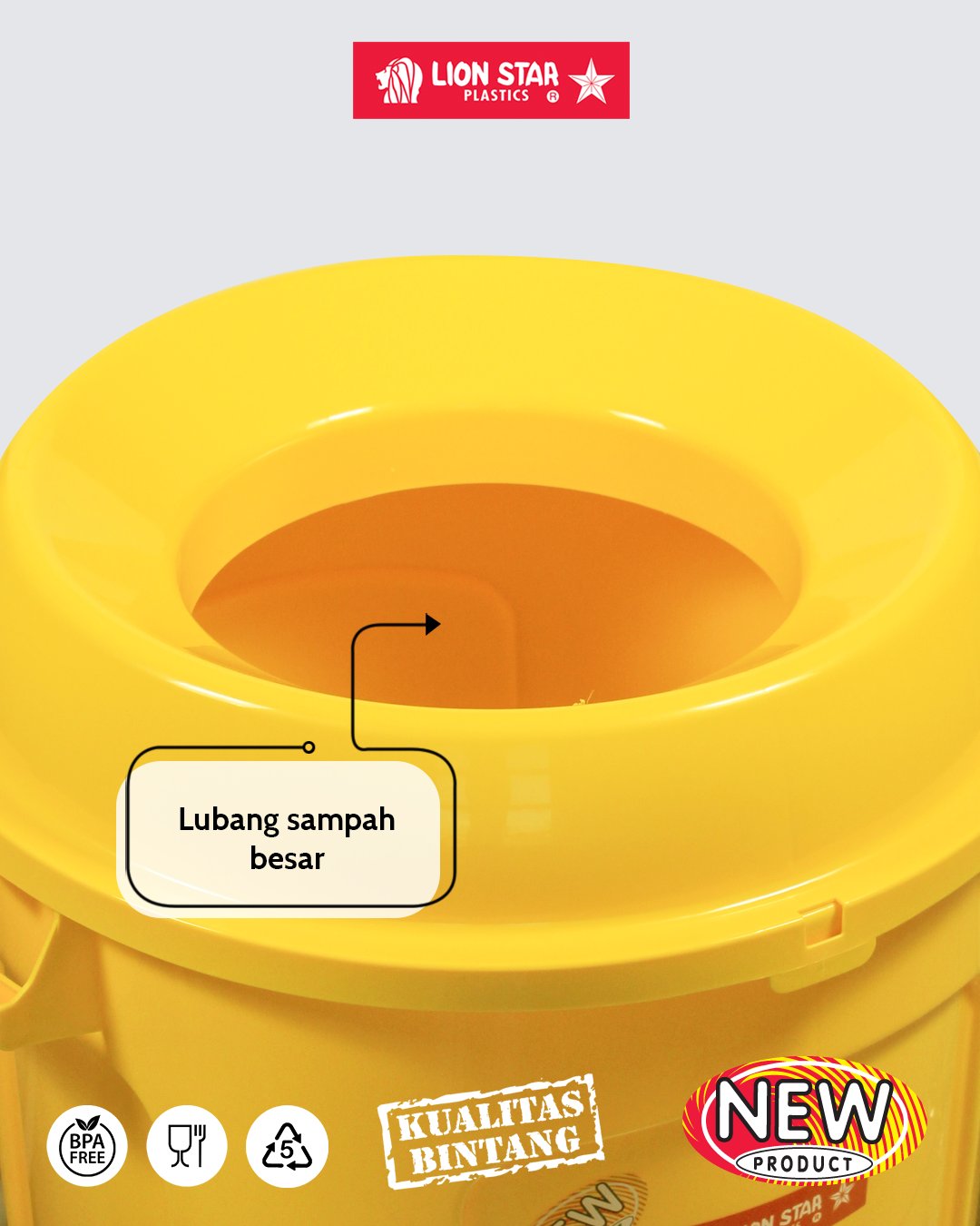 TEMPAT SAMPAH PLASTIK BESAR 150 LITER LION STAR ROCKY DUSTBIN C-82