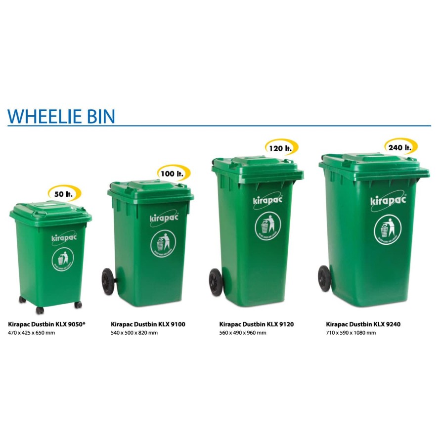 TEMPAT SAMPAH PLASTIK 50 LITER RODA KIRAPAC DUSTBIN KLX 9050 HIJAU: Solusi Tempat Sampah Praktis, Kuat, dan Fleksibel untuk Berbagai Kebutuhan