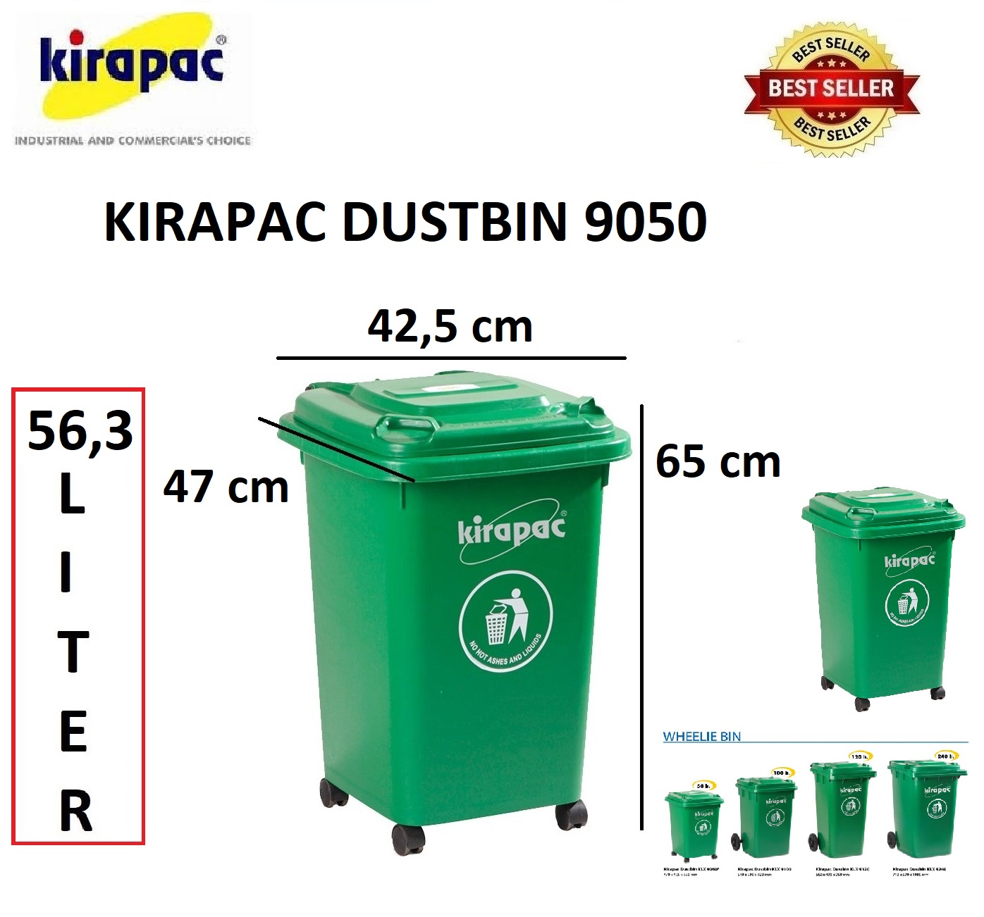 TEMPAT SAMPAH PLASTIK 50 LITER RODA KIRAPAC DUSTBIN KLX 9050 HIJAU: Solusi Tempat Sampah Praktis, Kuat, dan Fleksibel untuk Berbagai Kebutuhan
