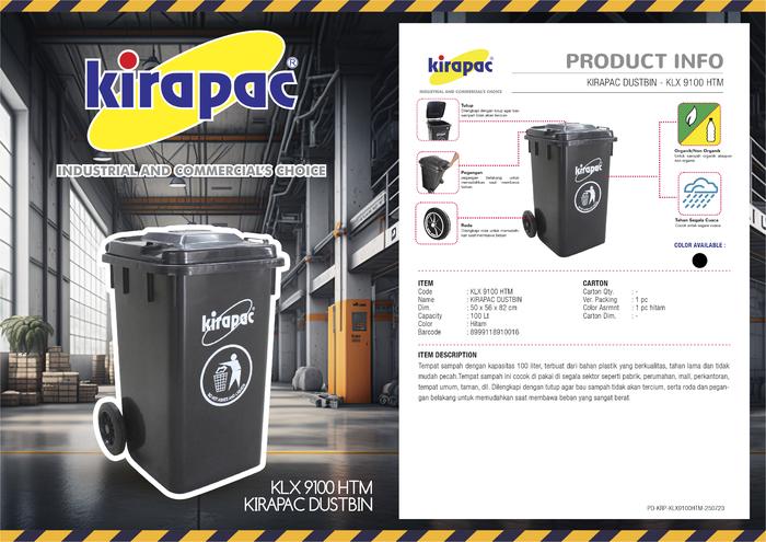 TEMPAT SAMPAH BESAR PLASTIK HITAM 100 LITER KIRAPAC KLX 9100: Solusi Tempat Sampah Outdoor Kuat, Elegan, dan Tahan Lama