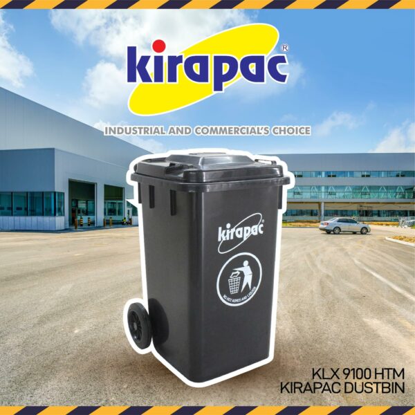KIRAPAC KIRAPAC 100 LITER KLX 9100 HITAM (3) TEMPAT SAMPAH BESAR PLASTIK HITAM 100 LITER KIRAPAC KLX 9100: Solusi Tempat Sampah Outdoor Kuat, Elegan, dan Tahan Lama