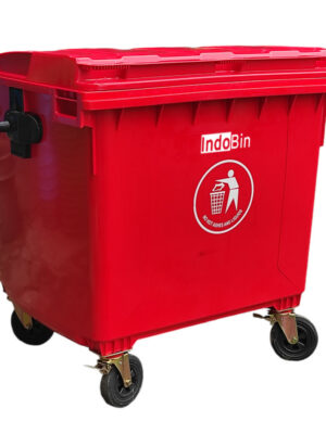 TEMPAT SAMPAH BESAR PLASTIK 1100 LITER INDOBIN TIPE B1100P + RODA: Solusi Tempat Sampah Jumbo 1100 Liter Berkualitas Industri untuk Pengelolaan Sampah Modern