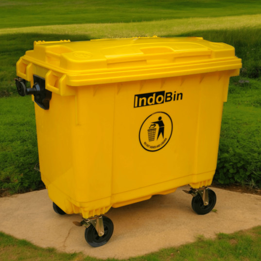 TEMPAT SAMPAH BESAR PLASTIK 660 LITER INDOBIN TIPE 660B-3 + RODA: Solusi Tempat Sampah Jumbo 660 Liter Berkualitas Industri untuk Pengelolaan Sampah Modern