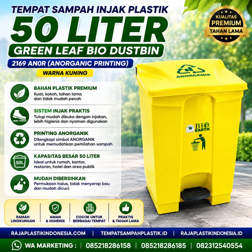 TEMPAT SAMPAH INJAK PLASTIK 50 LITER GL BIO DUSTBIN 2169 ANO (ANORGANIC PRINTING| TEMPATSAMPAHPLASTIK.ID