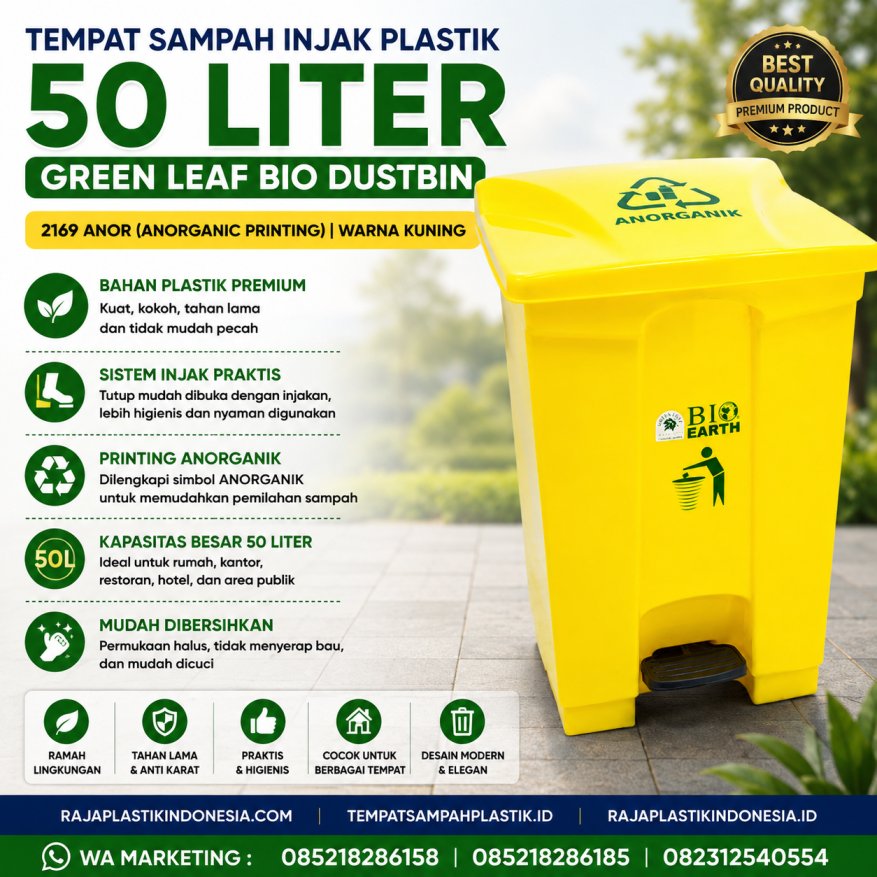 TEMPAT SAMPAH INJAK PLASTIK 50 LITER GL BIO DUSTBIN 2169 ANO (ANORGANIC PRINTING| TEMPATSAMPAHPLASTIK.ID