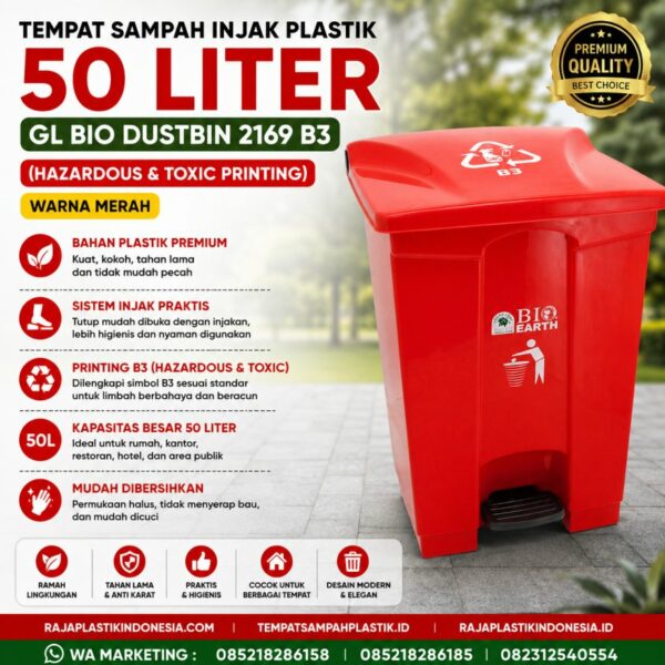 TEMPAT SAMPAH INJAK PLASTIK 50 LITER GL BIO DUSTBIN 2169 B3 RAJA PLASTIK TEMPAT SAMPAH INJAK PLASTIK 50 LITER GL BIO DUSTBIN 2169 B3 (Hazardous & Toxic Printing)