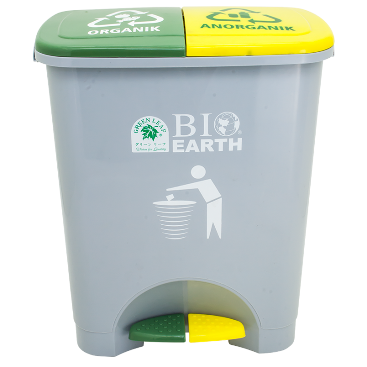 TEMPAT SAMPAH ORGANIK & ANORGANIK 2x22 LITER GREEN LEAF TIPE 2144 OR-NO – Solusi Praktis Pemilahan Sampah Modern untuk Rumah, Kantor, HORECA & Industri