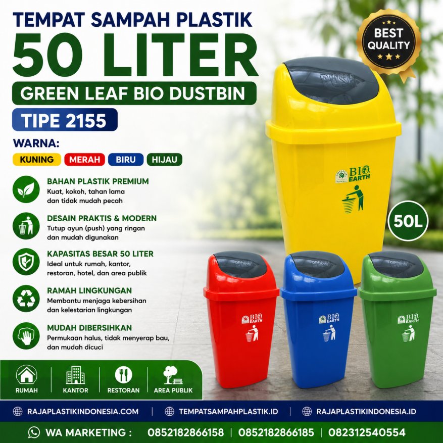 TEMPAT SAMPAH PLASTIK 50 LITER GREEN LEAF BIO DUSTBIN 2155