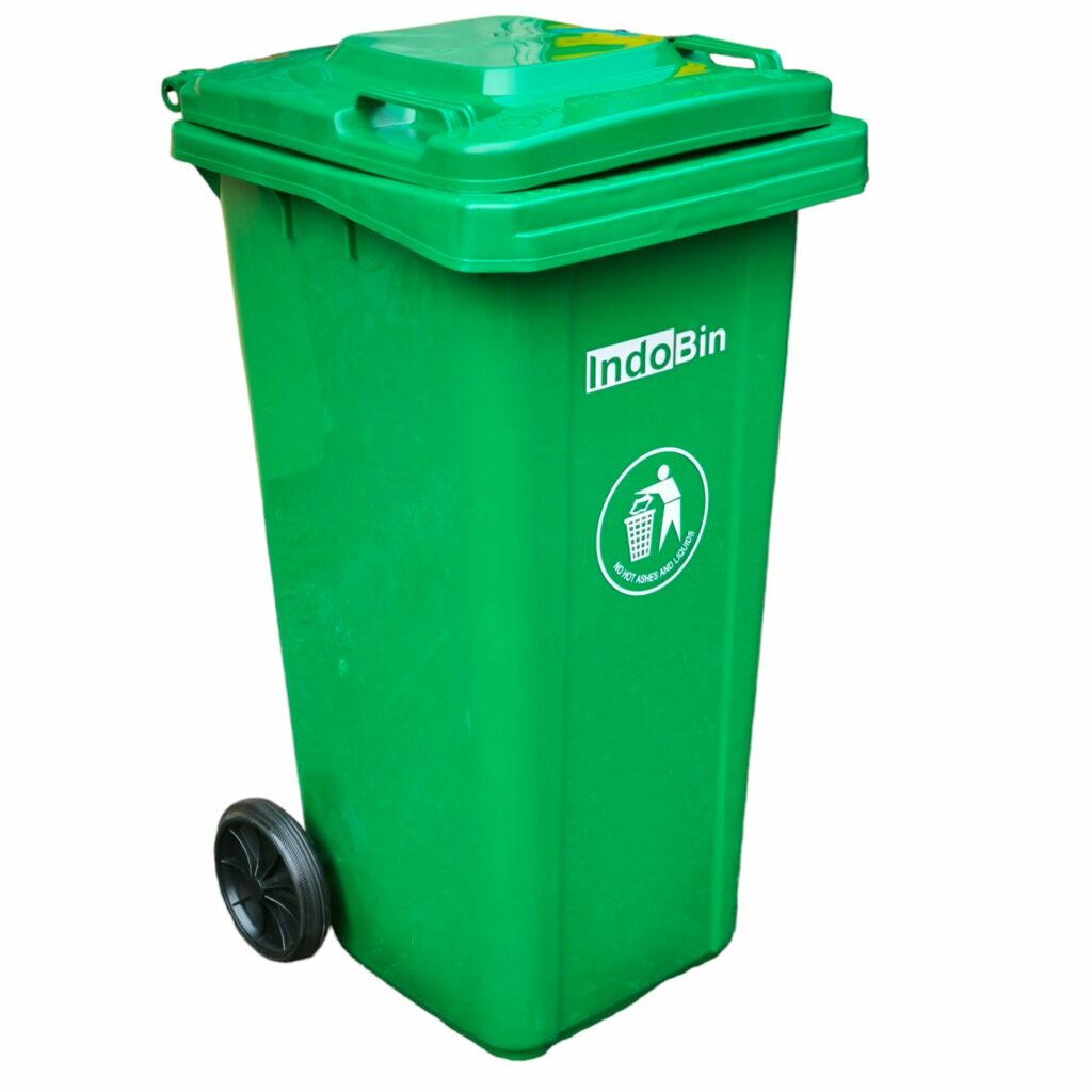 TEMPAT SAMPAH PLASTIK BESAR 120 LITER INDOBIN TIPE B120P – Tempat Sampah HDPE Premium Berstandar EN840-5 untuk Industri, Perkantoran, HORECA & Fasilitas Umum