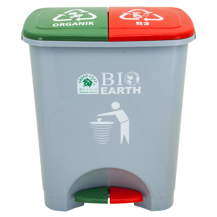 TEMPAT SAMPAH ORGANIK & HAZARDOUS / TOXIC 2×22 LITER GREEN LEAF TIPE 2144 OR-B3 – Solusi Pemilahan Sampah Organik dan Limbah B3 yang Praktis, Higienis, dan Berkualitas